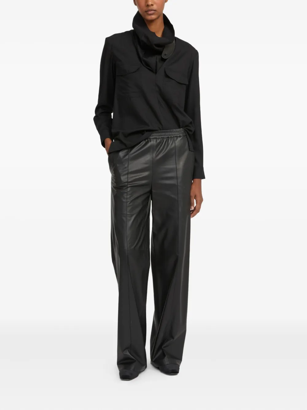 Yves Salomon high-neck blouse - Zwart