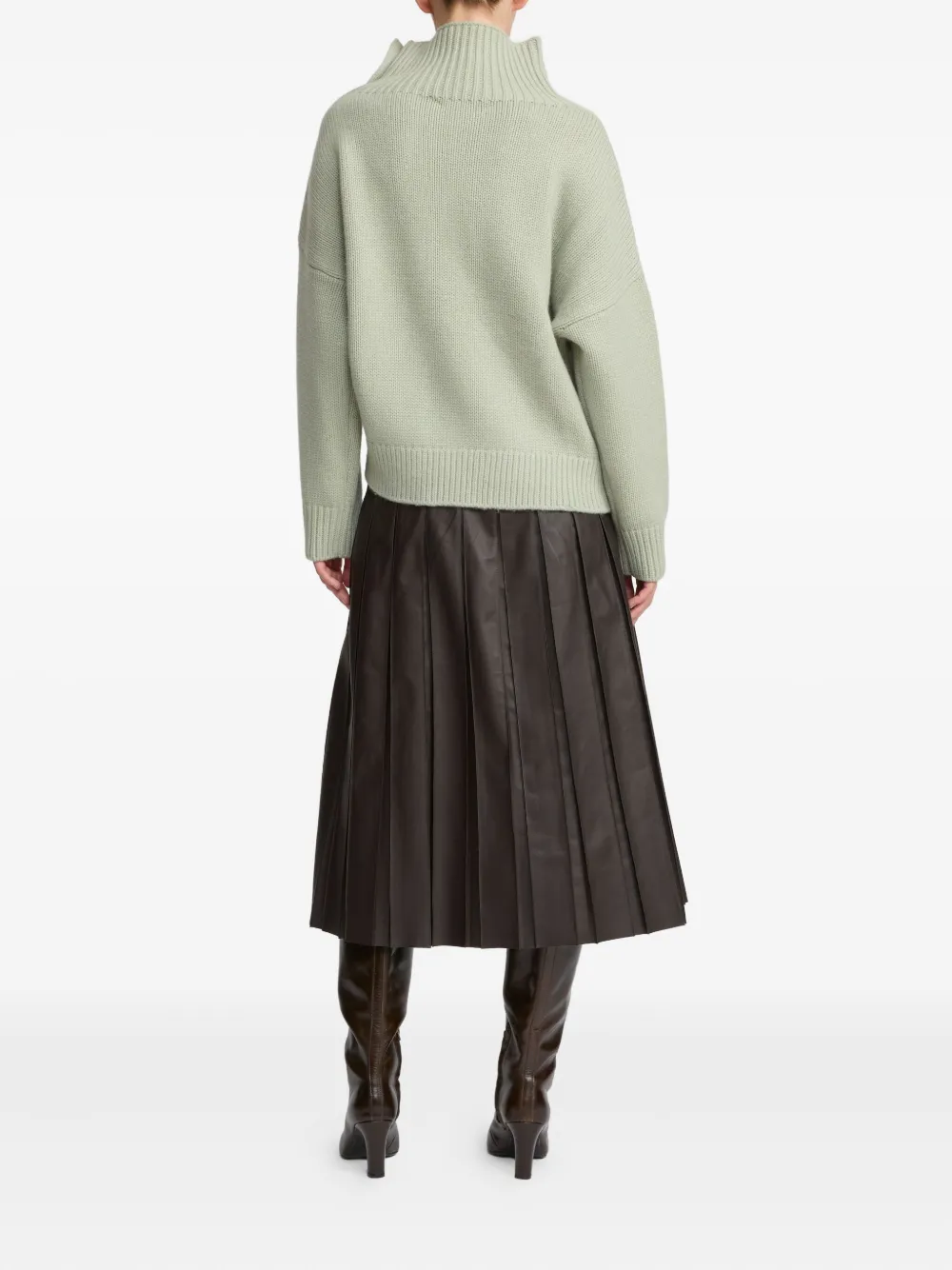 Yves Salomon High-neck Button-detail Sweater In Green
