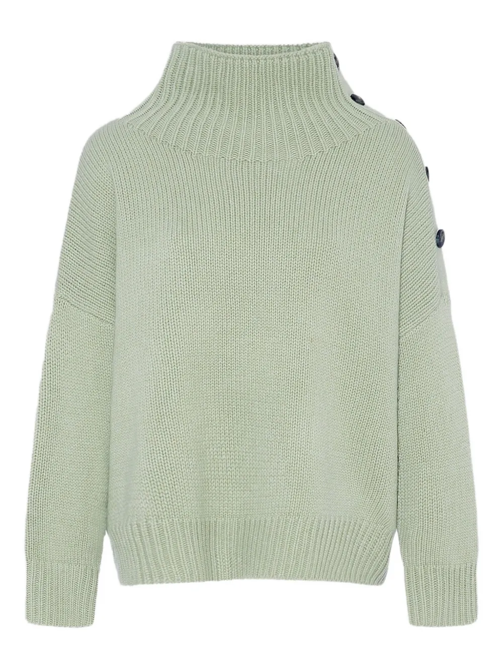 Yves Salomon High-neck Button-detail Sweater In Green