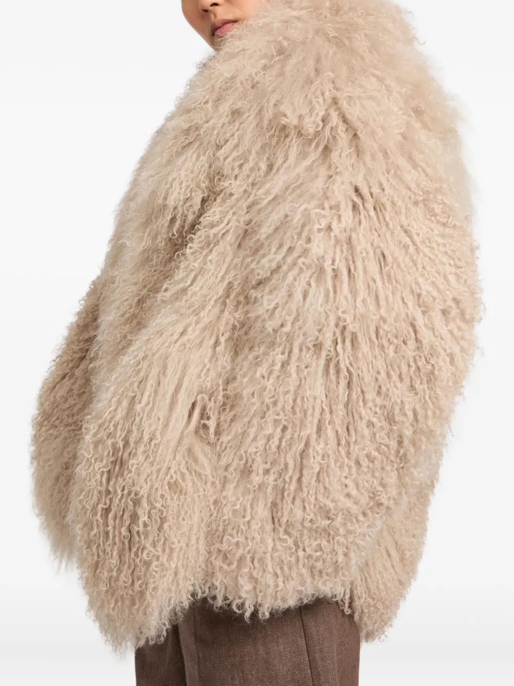 Yves Salomon Shearling Jacket In Neutral