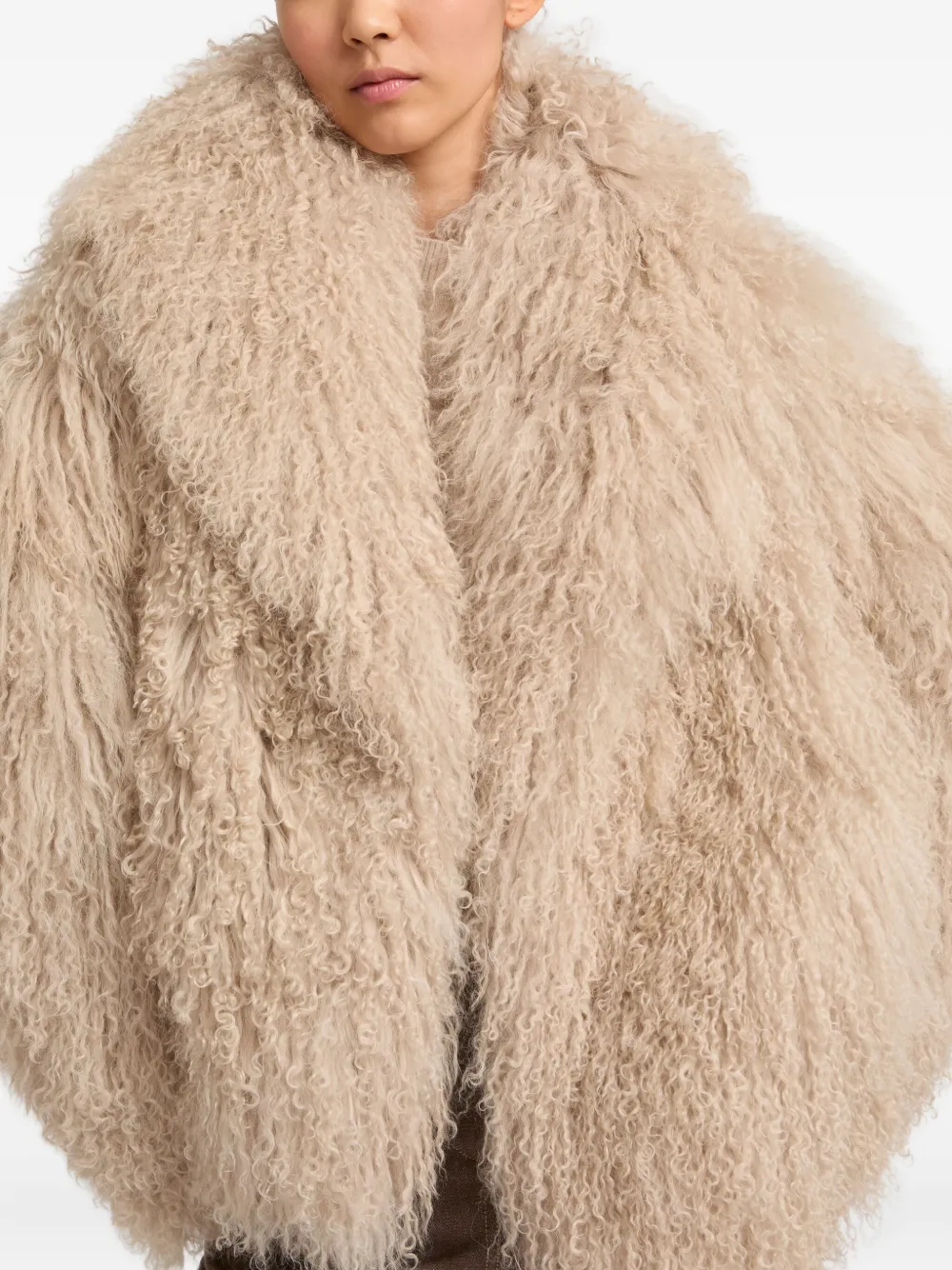 Yves Salomon Shearling Jacket In Neutral