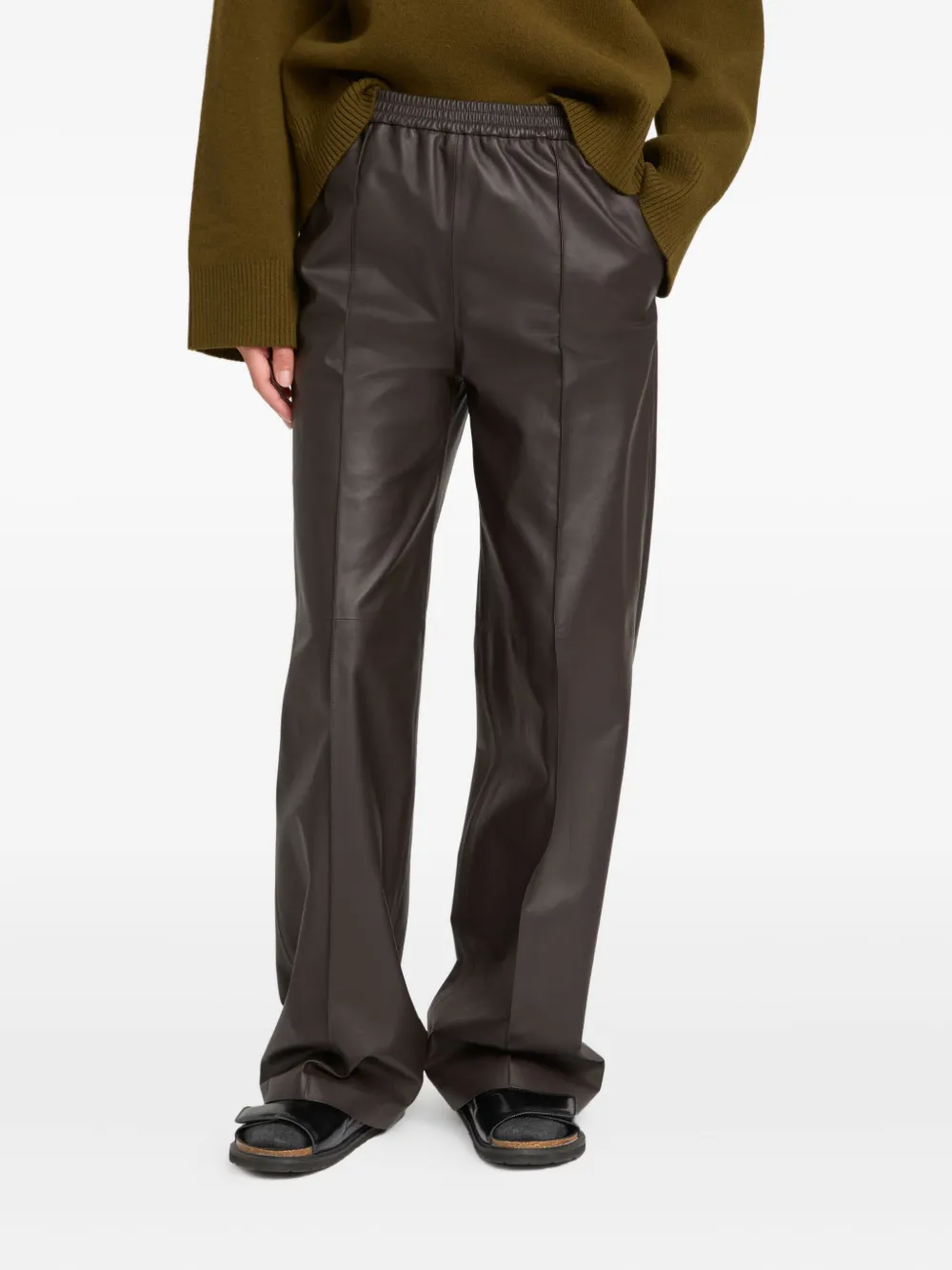 Yves Salomon Lamb-leather Trousers In Brown
