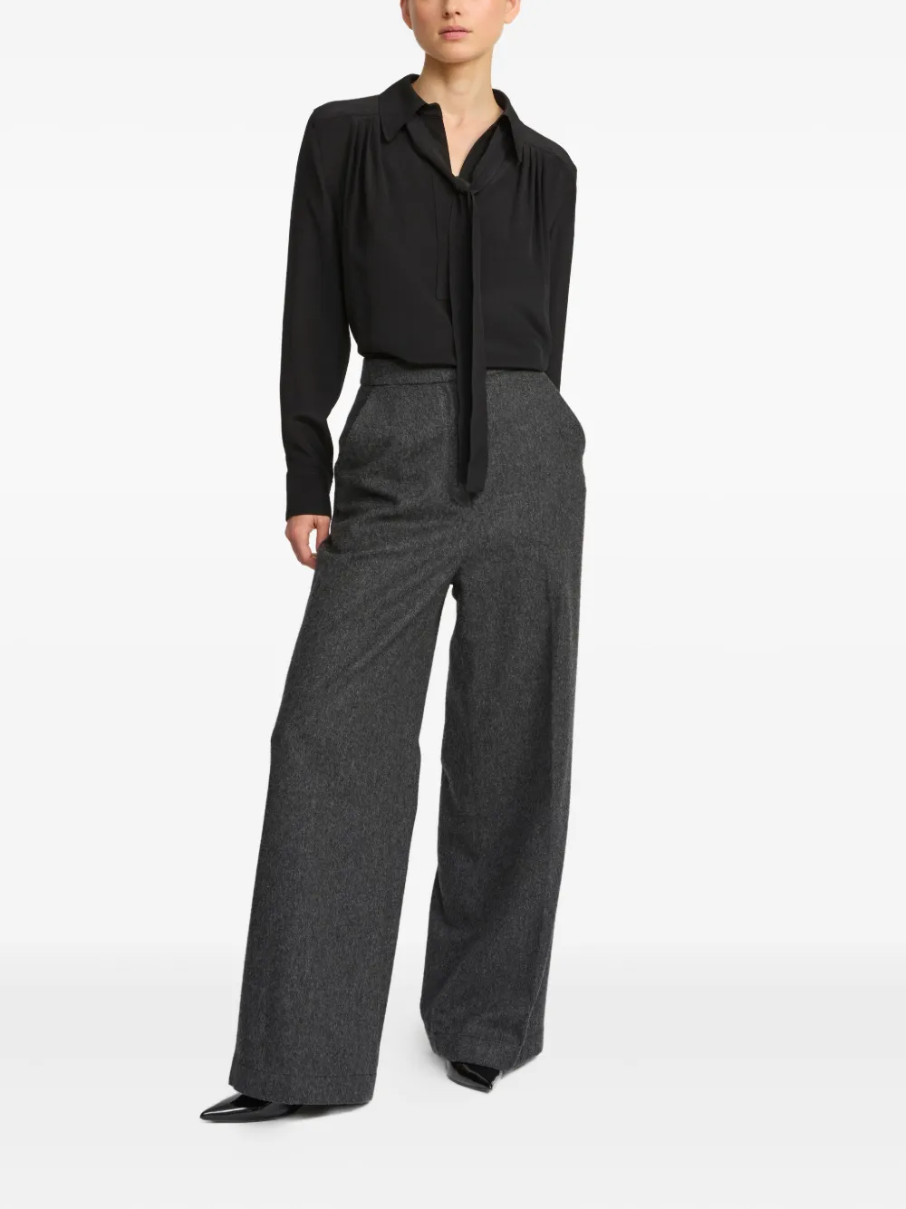 Yves Salomon tie-neck blouse - Zwart