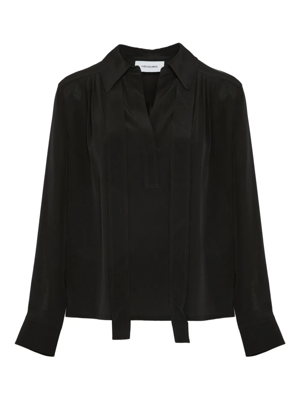 Yves Salomon tie-neck blouse Zwart