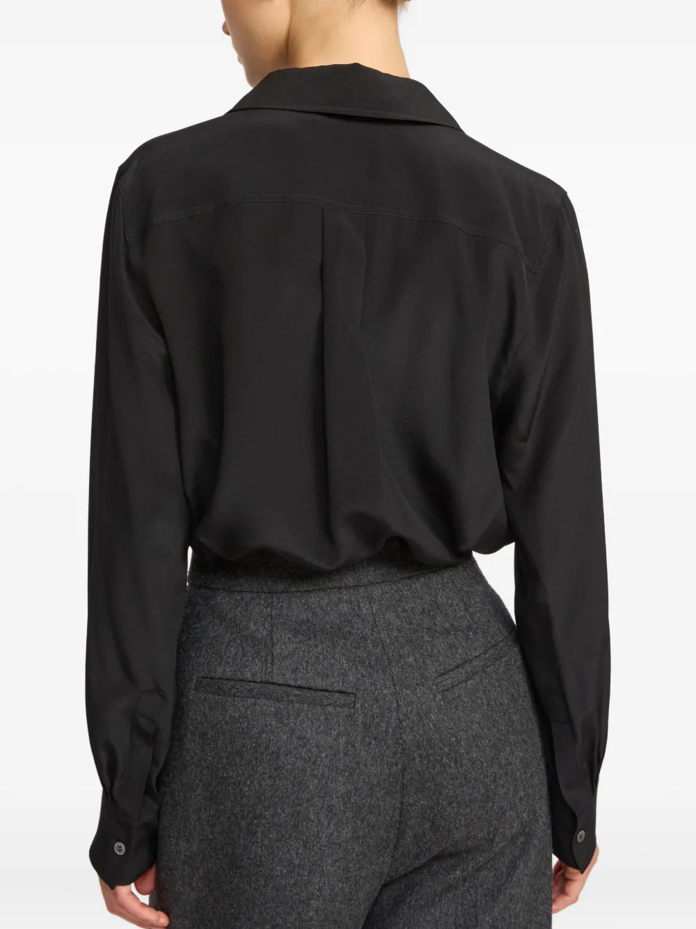 Yves Salomon tie-neck blouse Zwart