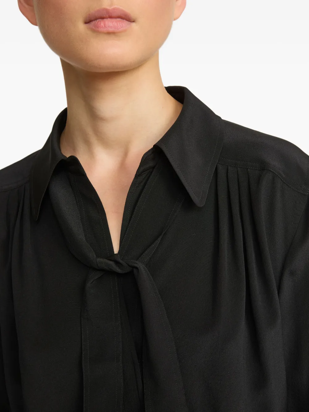 Yves Salomon tie-neck blouse Zwart