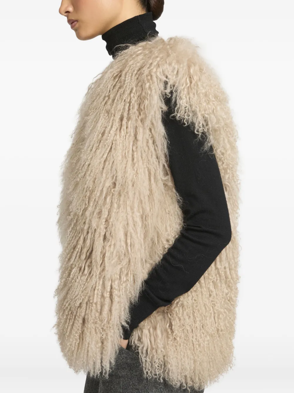 Yves Salomon Sleeveless Shearling Jacket In Neutral