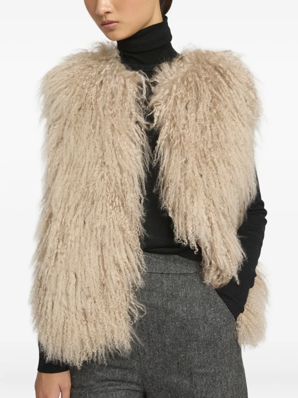 Yves Salomon Sleeveless Shearling Jacket In Neutral