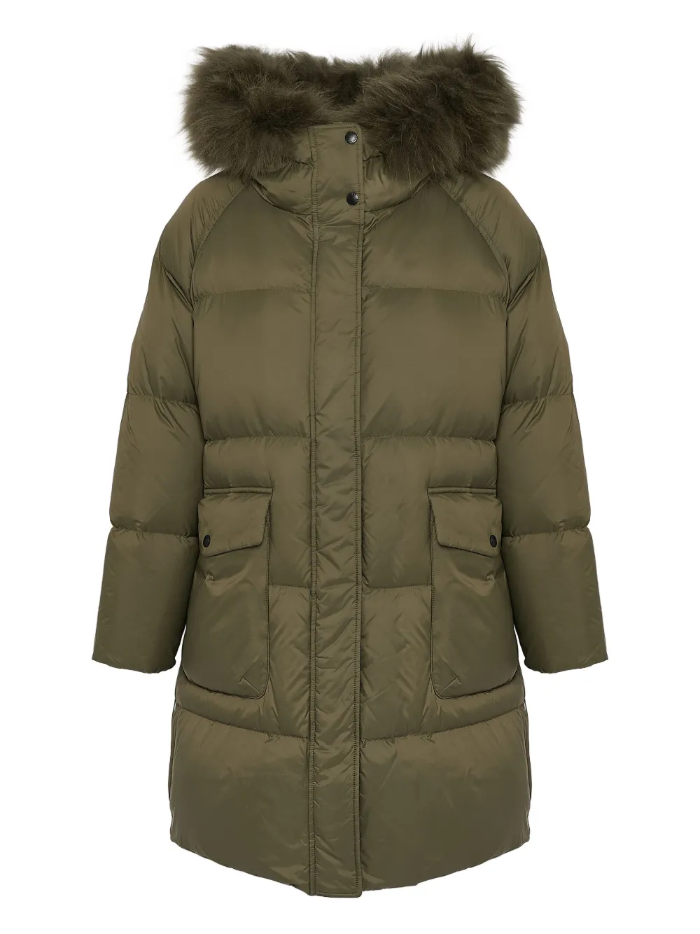 Yves Salomon Shearling-trimmed Down Coat In Green