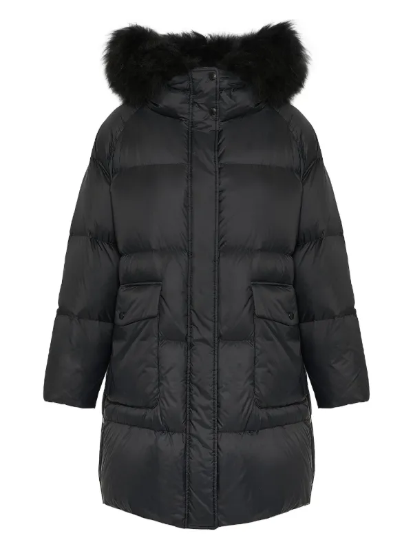 Yves Salomon フーデッド ダウンジャケット | ブラック | FARFETCH JP