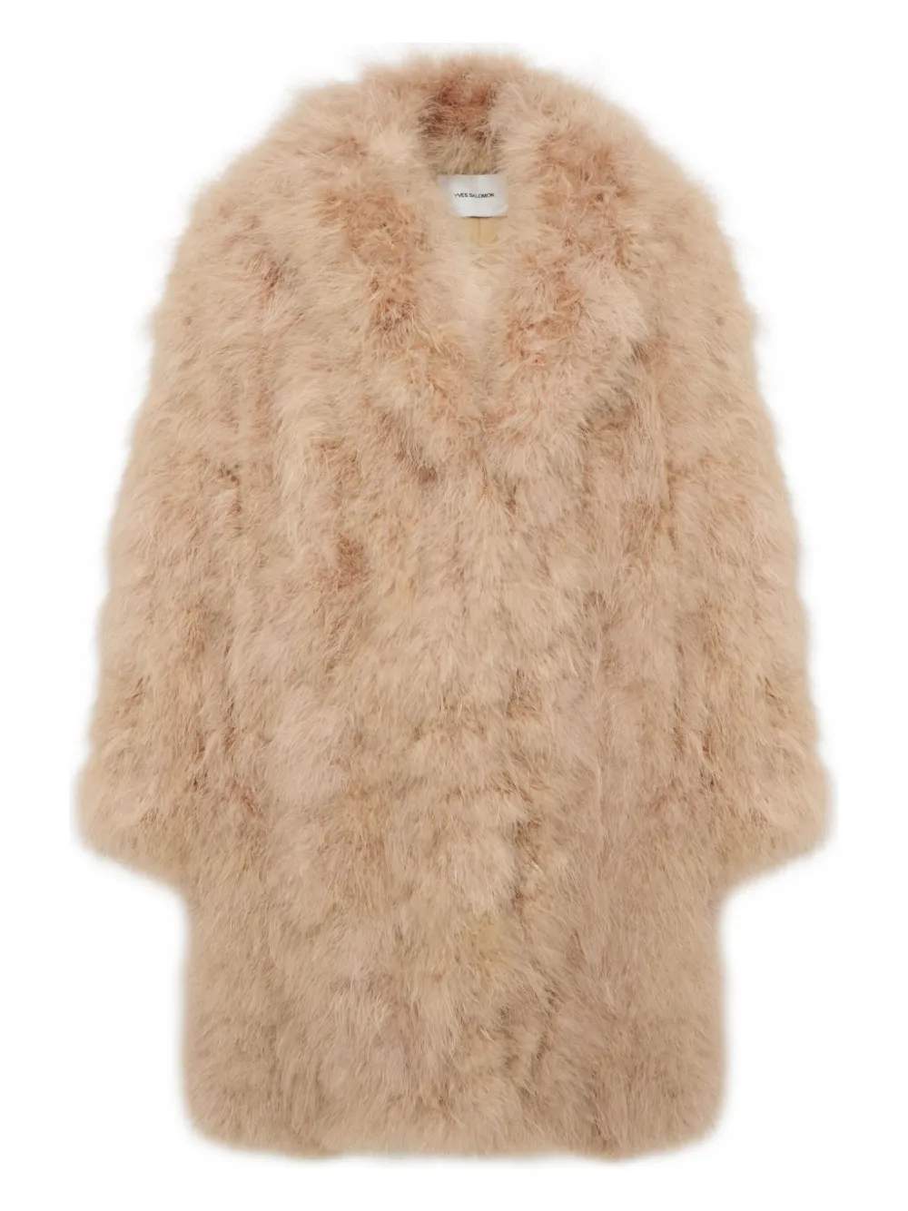Yves Salomon Feather-detailing Coat In Multi