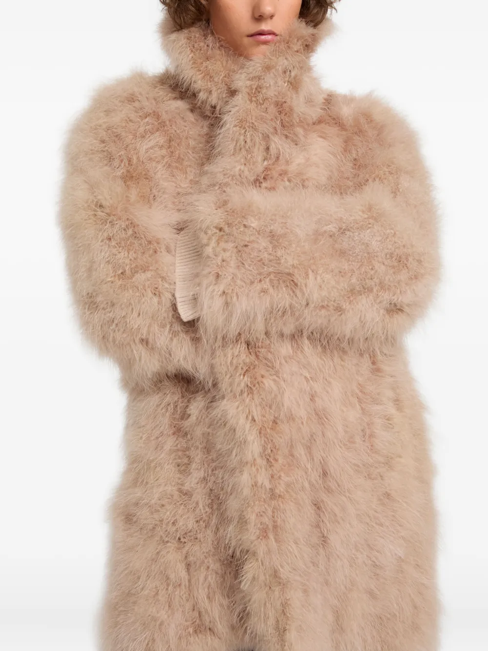 Yves Salomon Feather-detailing Coat In Multi