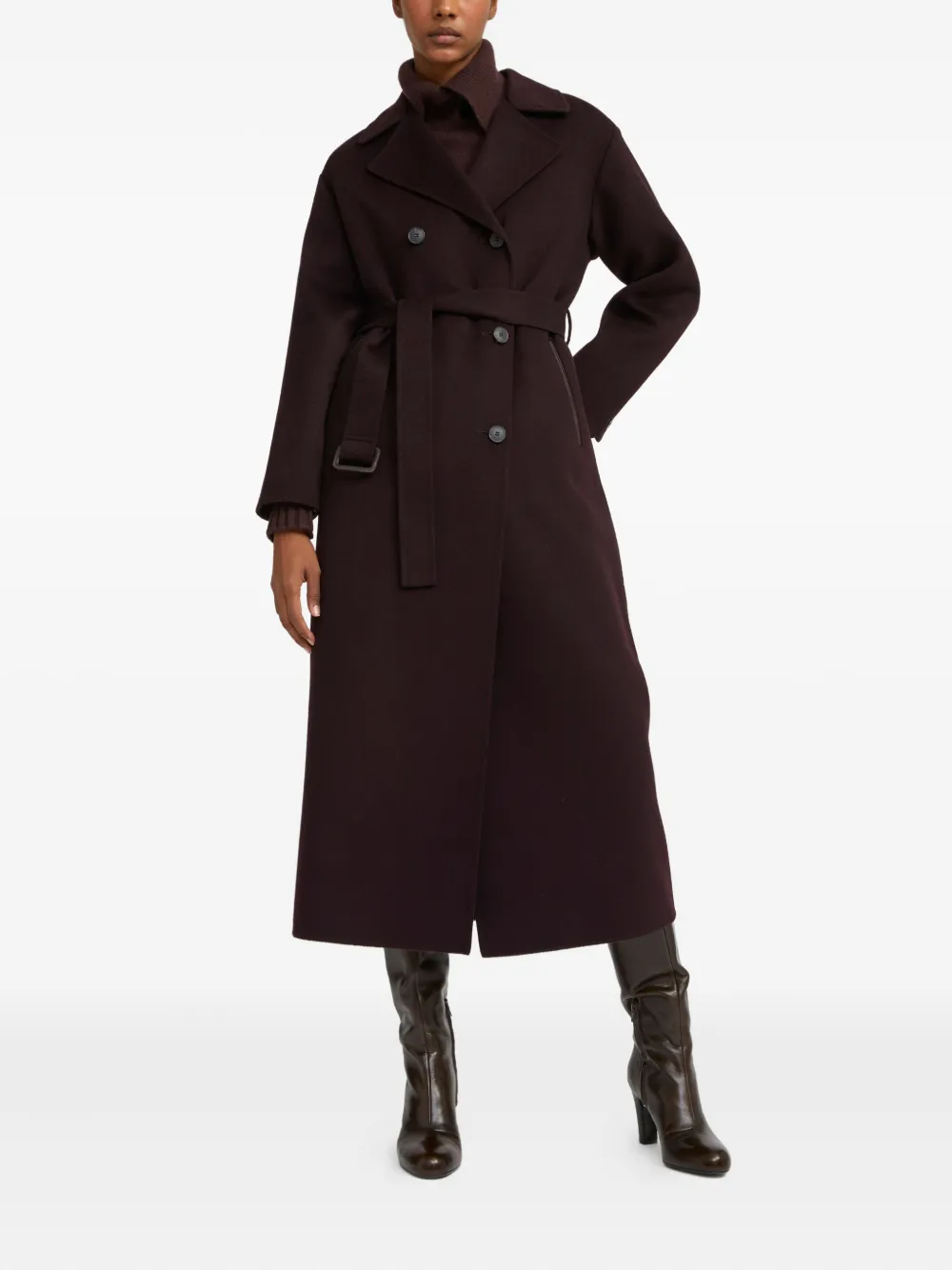 Yves Salomon belted double-breasted coat Rood