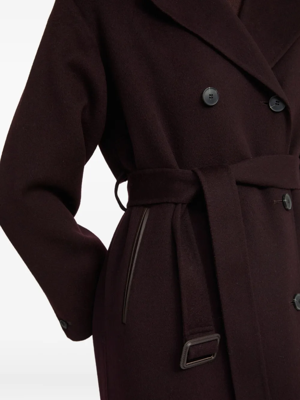 Yves Salomon belted double-breasted coat Rood