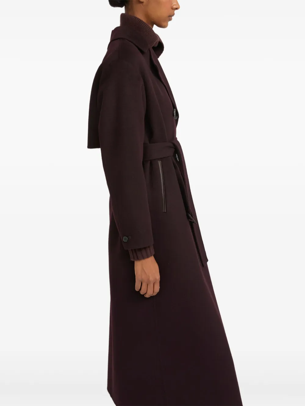 Yves Salomon belted double-breasted coat Rood