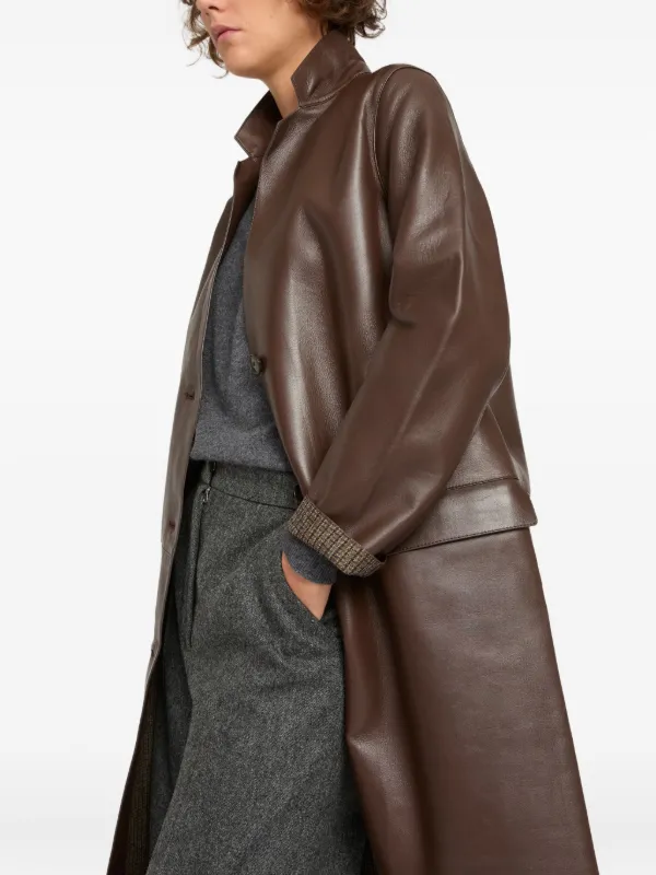 Yves Salomon レザー コート | ブラウン | FARFETCH JP