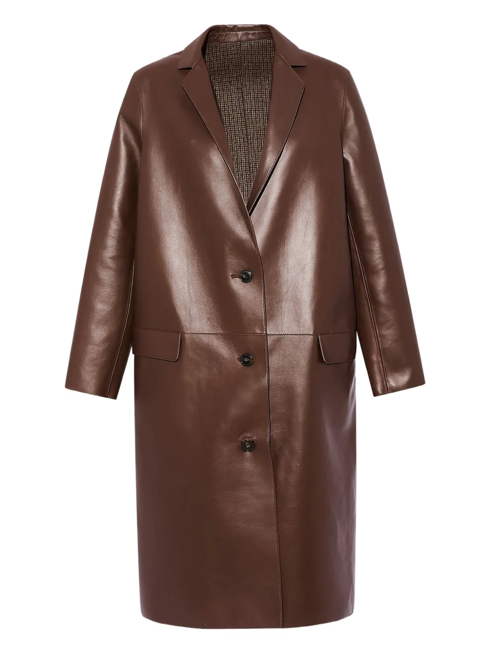 Yves Salomon panelled leather coat - Marrone