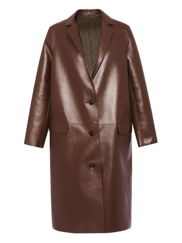 Yves Salomon レザー コート | ブラウン | FARFETCH JP