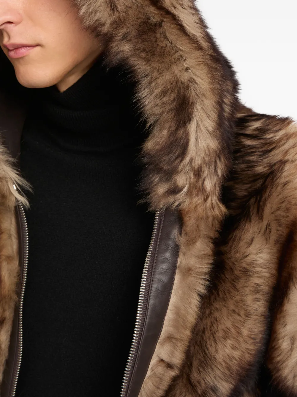 Yves Salomon Omkeerbare Toscana lamsleren hoodie Bruin