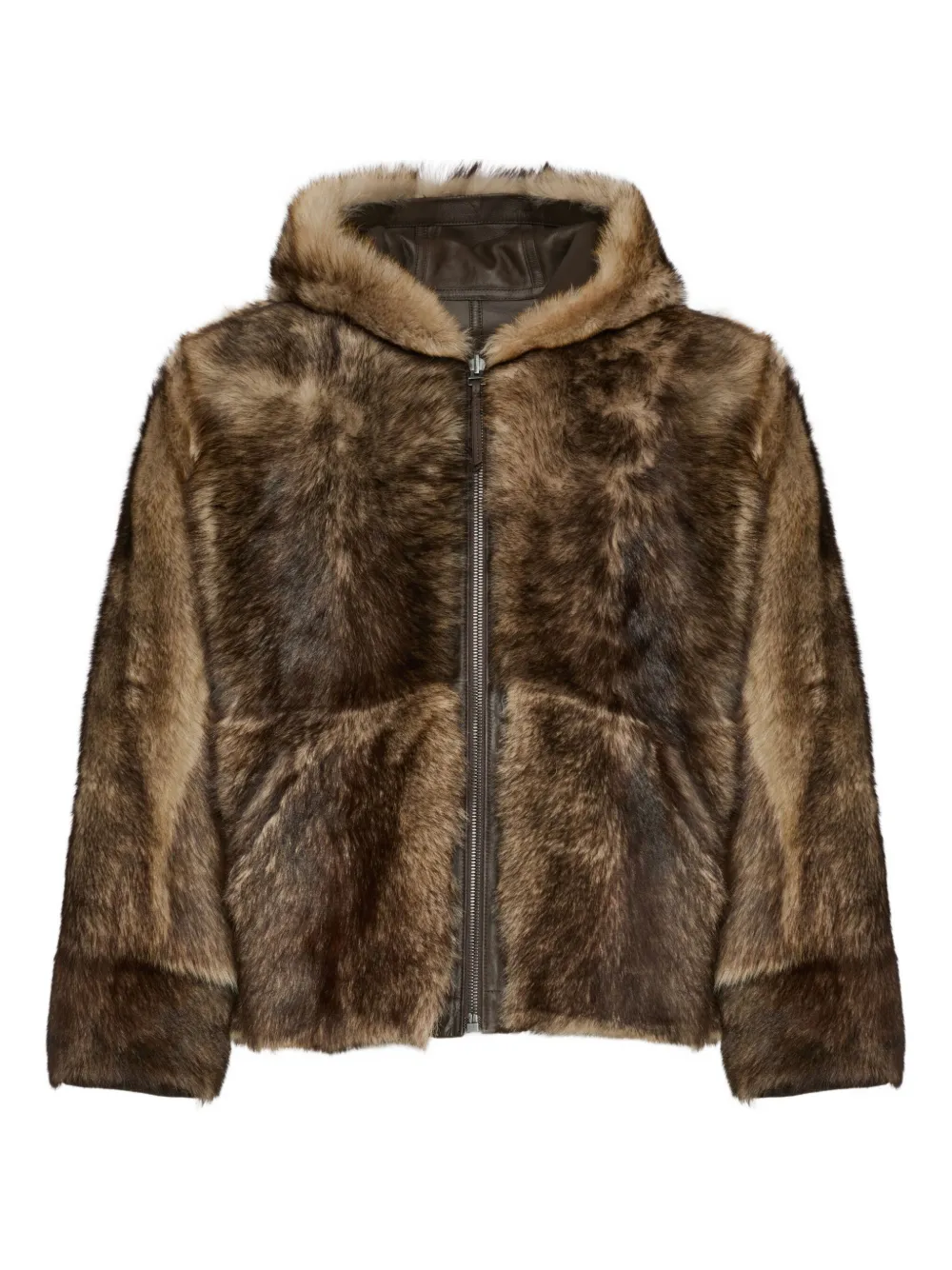 Yves Salomon Reversible Toscana lambskin hoodie | Brown | Image 1