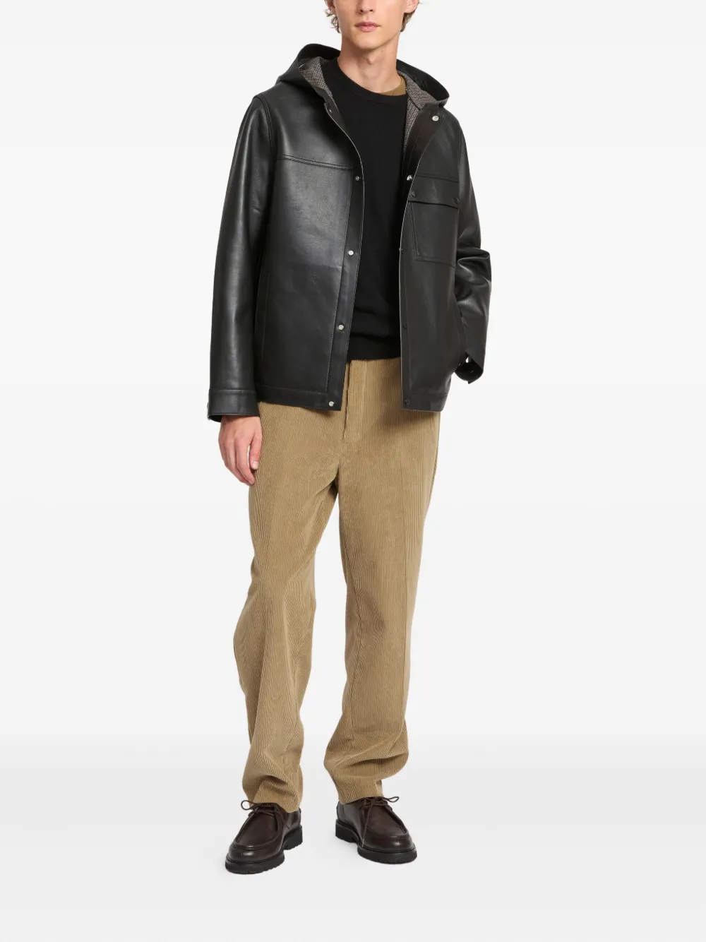 Yves Salomon Flannel Lined Leather Hoodie | Hooded Jackets | Image 2