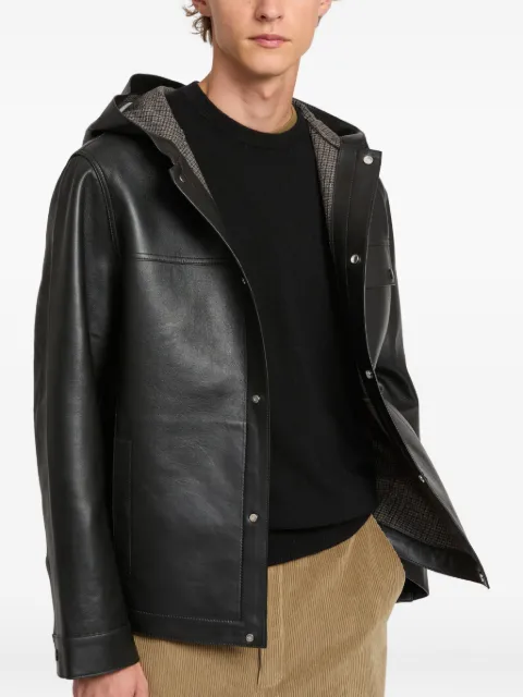 Yves Salomon Flannel Lined Leather Hoodie