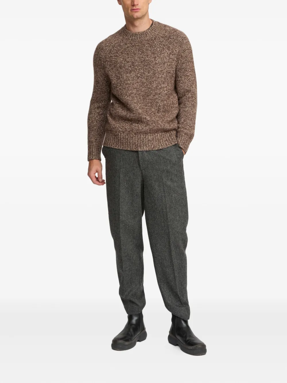 Yves Salomon thick-knit crew-neck sweater - Bruin