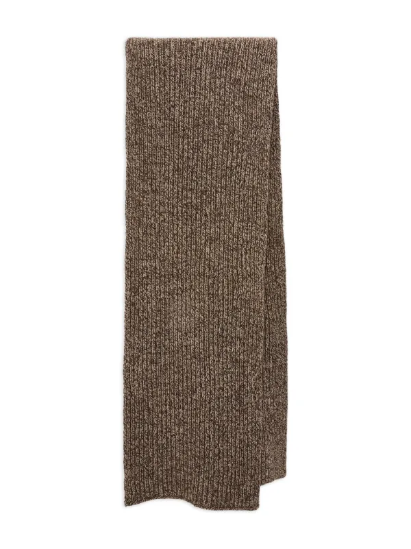 Yves Salomon Knitted Cashmere Scarf in Brown