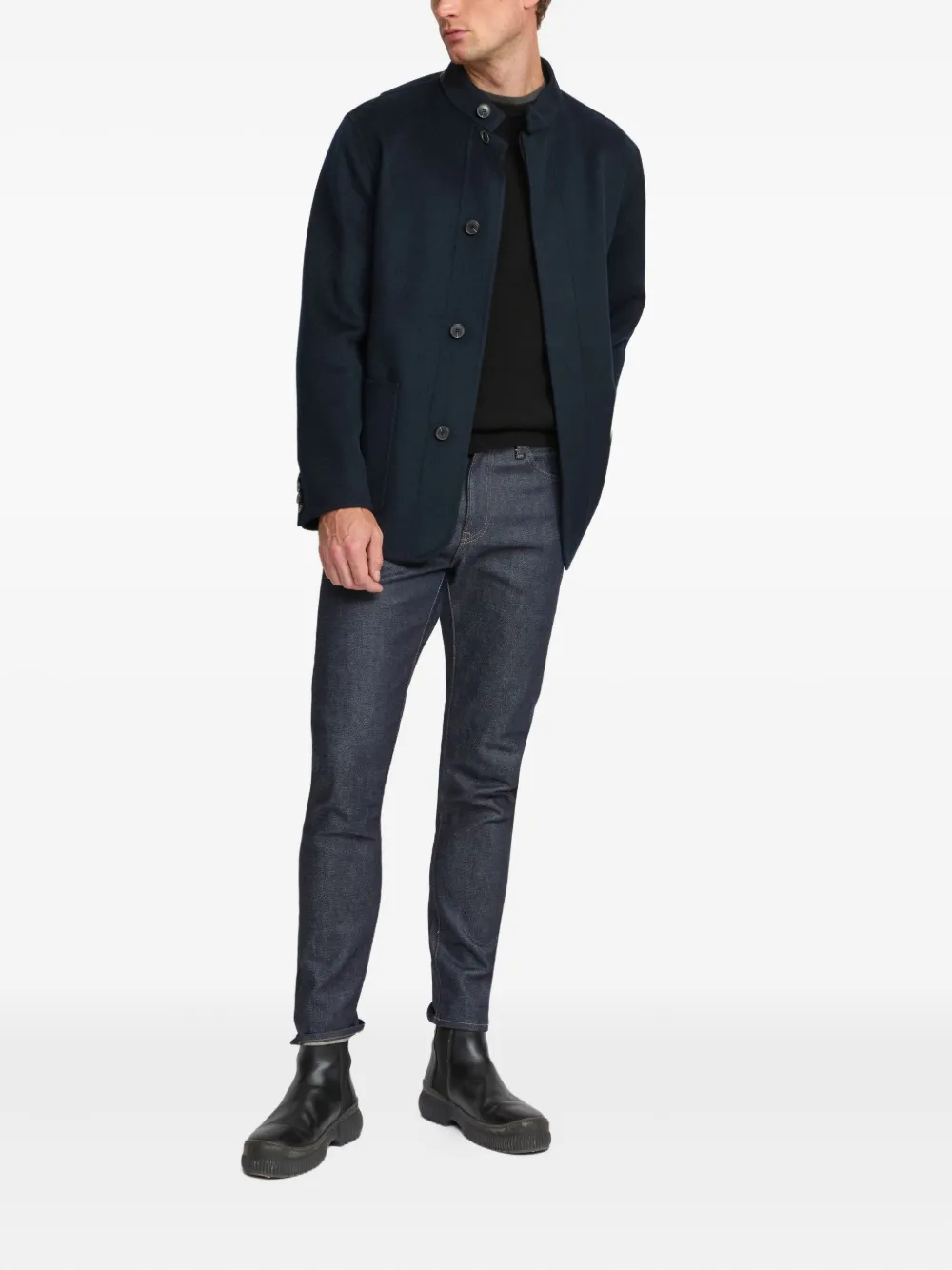 Yves Salomon wool cashmere high-neck blazer Blauw