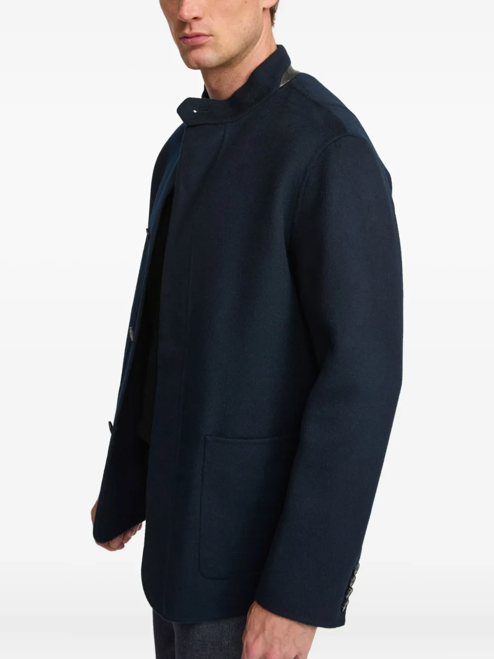 Yves Salomon wool cashmere high-neck blazer Blauw