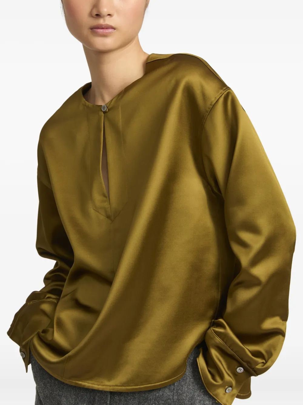 Yves Salomon Blouse van wolblend Goud
