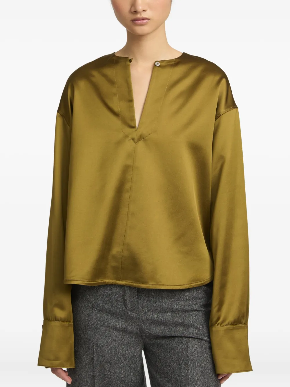 Yves Salomon Blouse van wolblend Goud