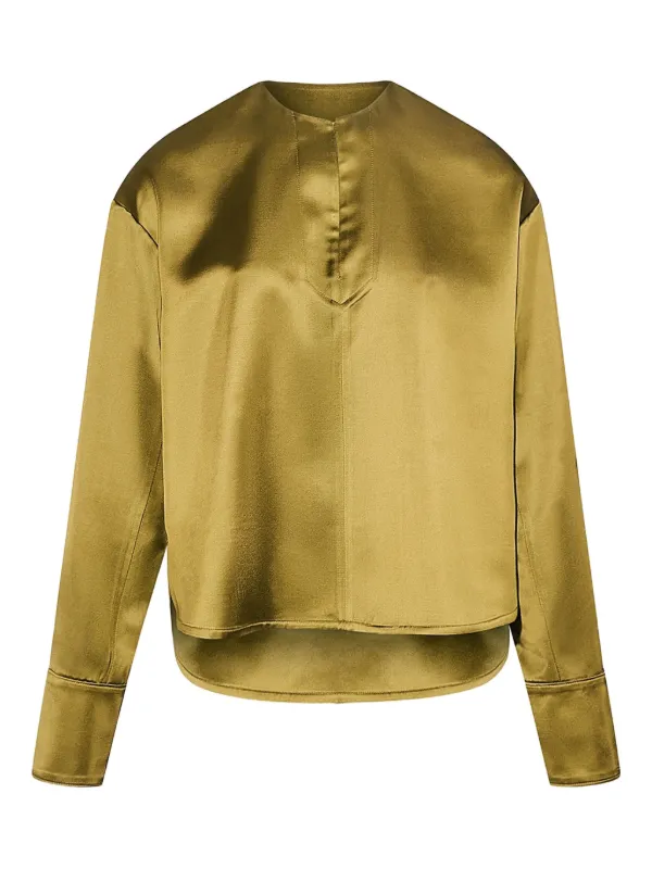 Yves Salomon Wool Blend Blouse in Gold