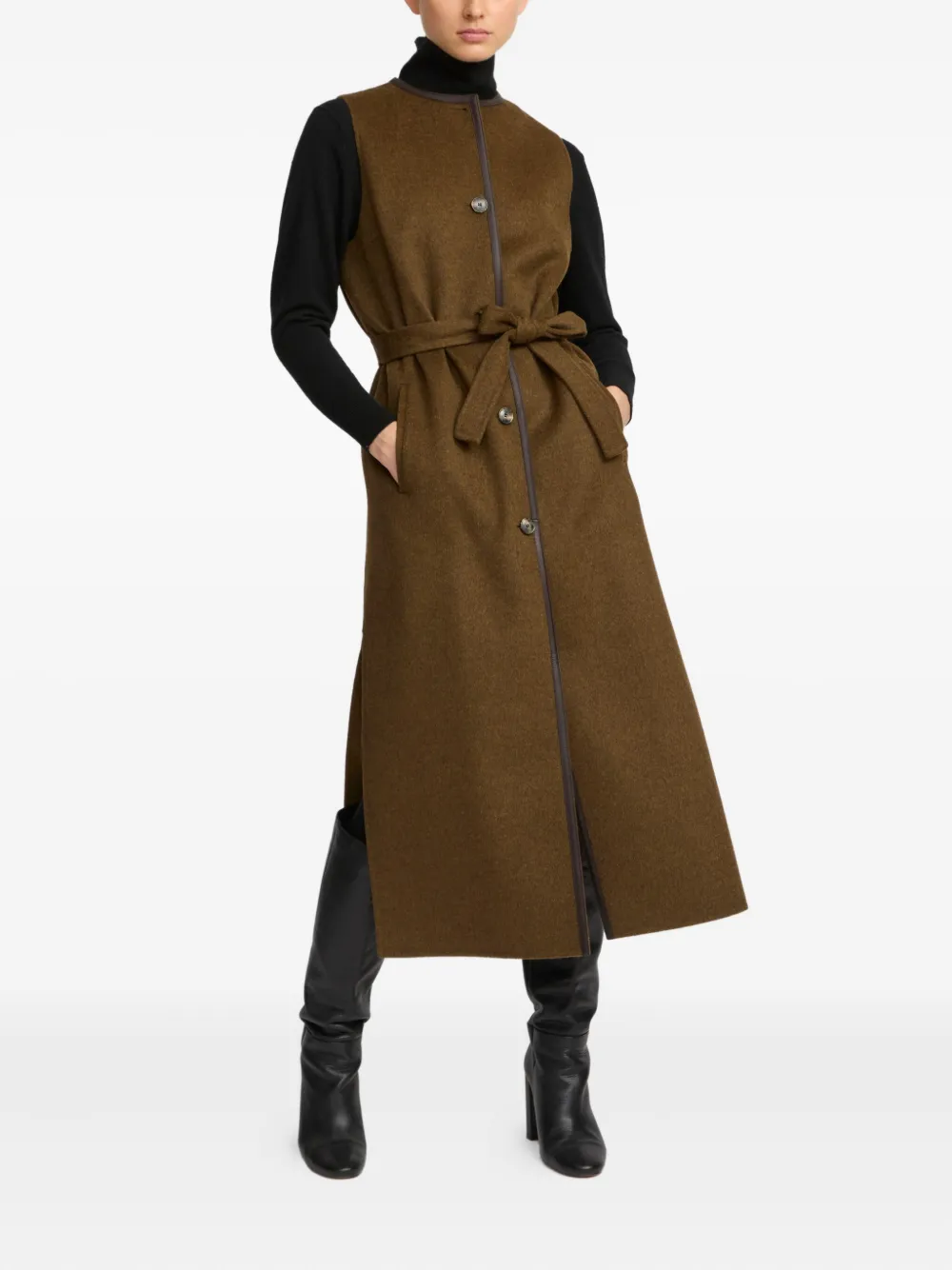 Yves Salomon belted button-fastening gilet Bruin