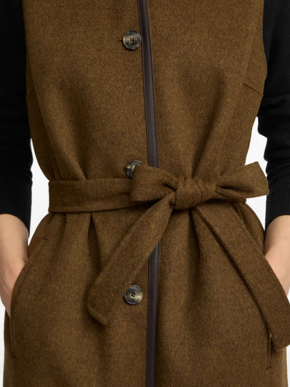 Yves Salomon belted button-fastening gilet Bruin