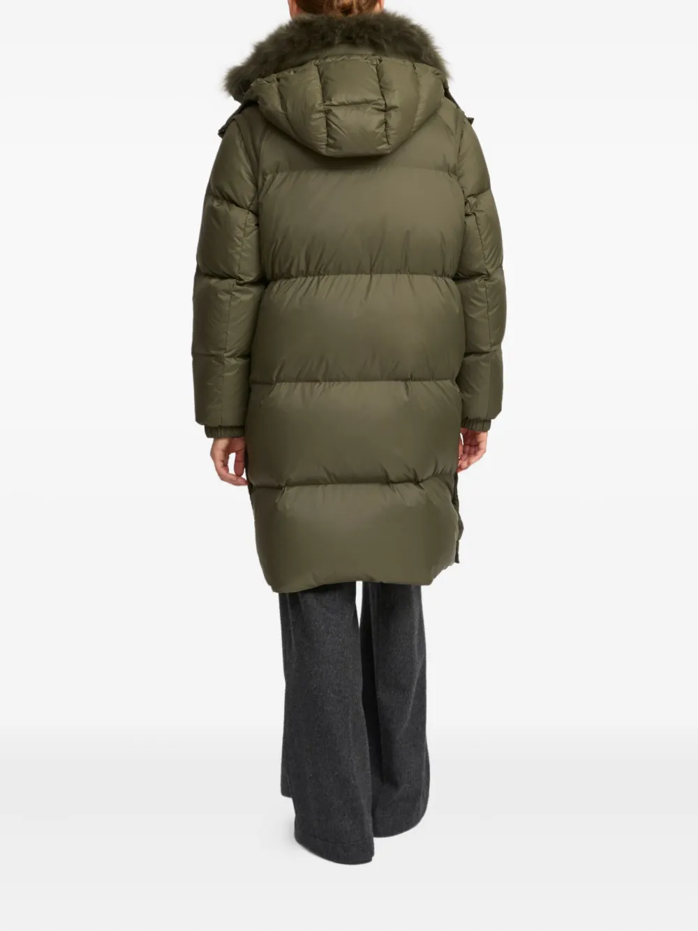 Yves Salomon lambshearling-trimmed hooded coat Groen