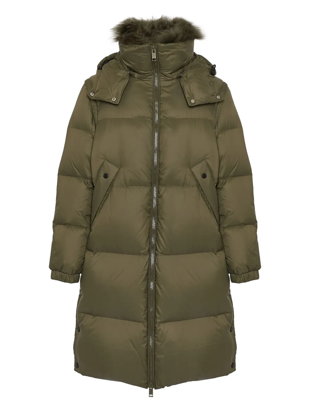 Yves Salomon lambshearling-trimmed hooded coat Groen
