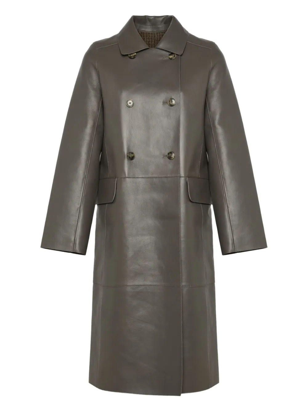Yves Salomon double-breasted leather coat - Grau