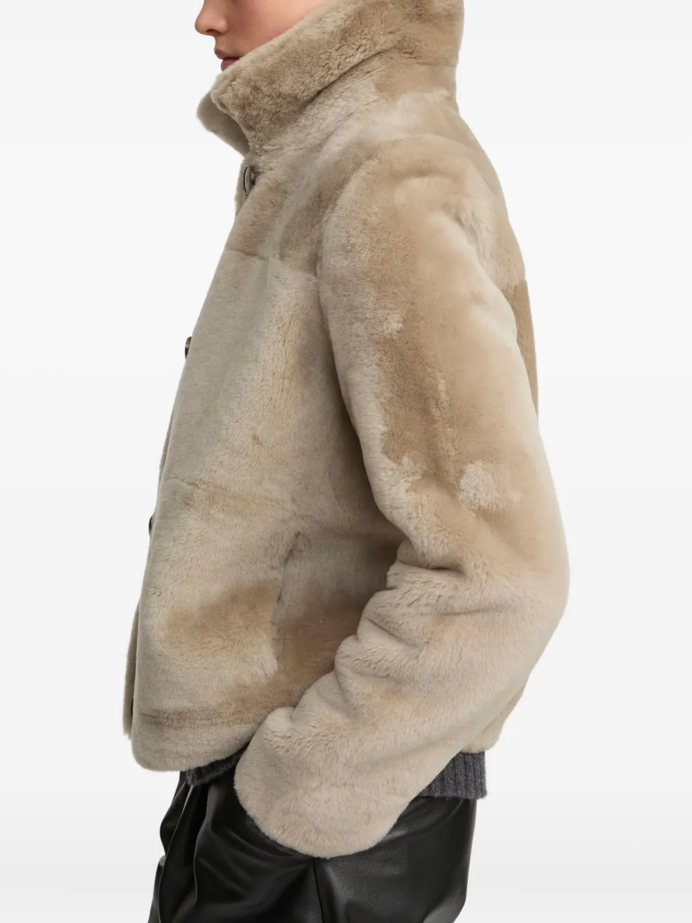 Yves Salomon Short Reversible Jacket In Green