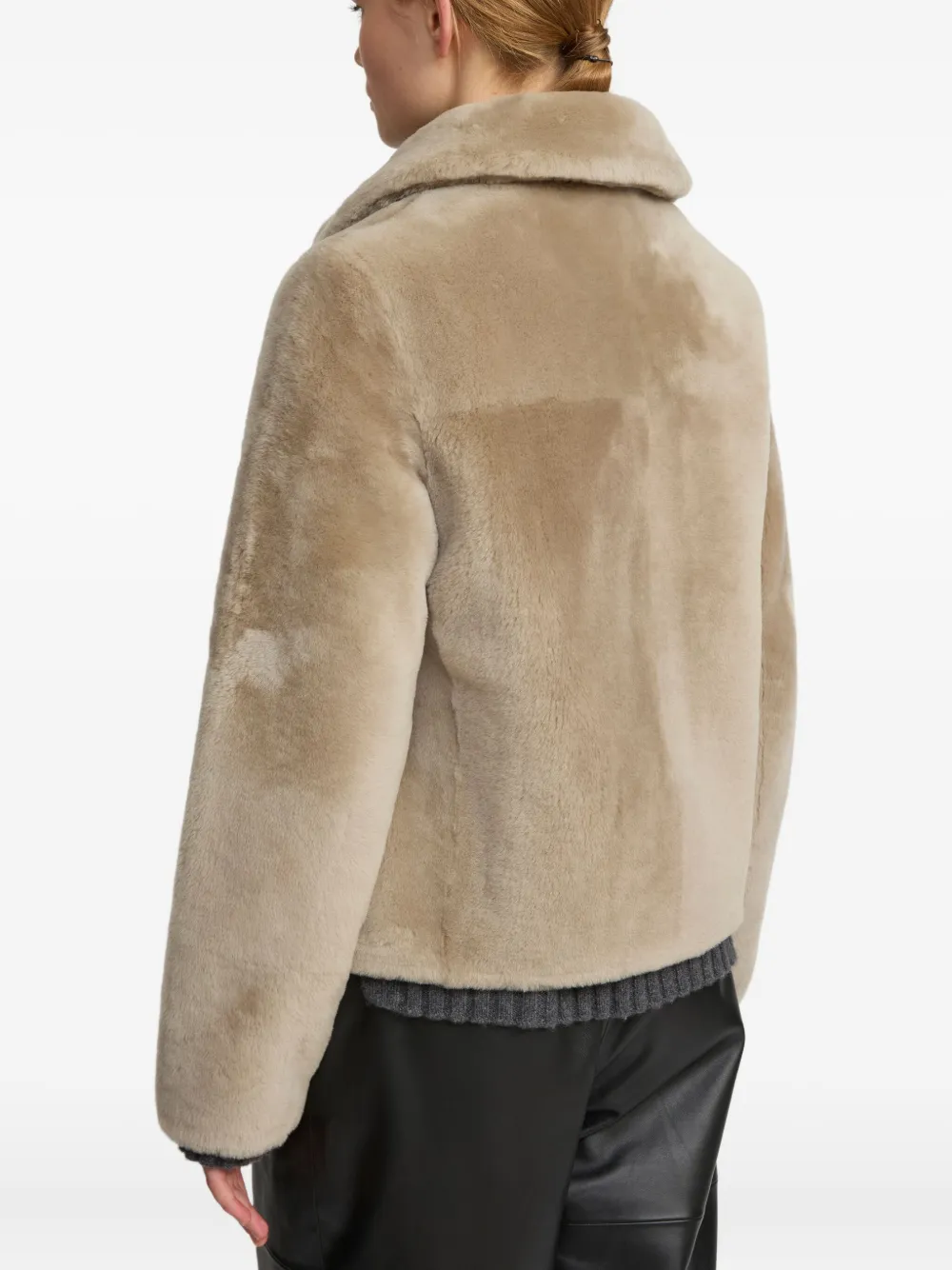 Yves Salomon Short Reversible Jacket In Green