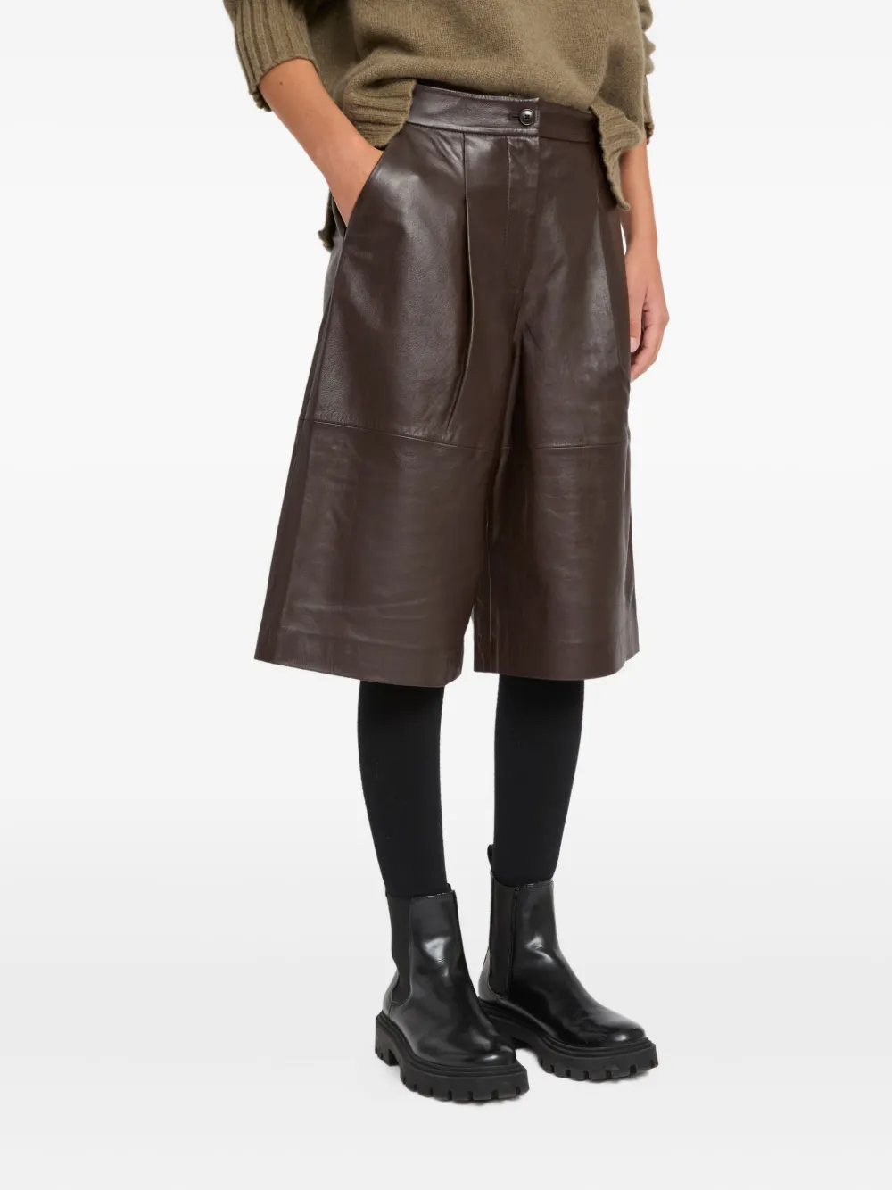 Yves Salomon Bermuda shorts van lamsleer Bruin
