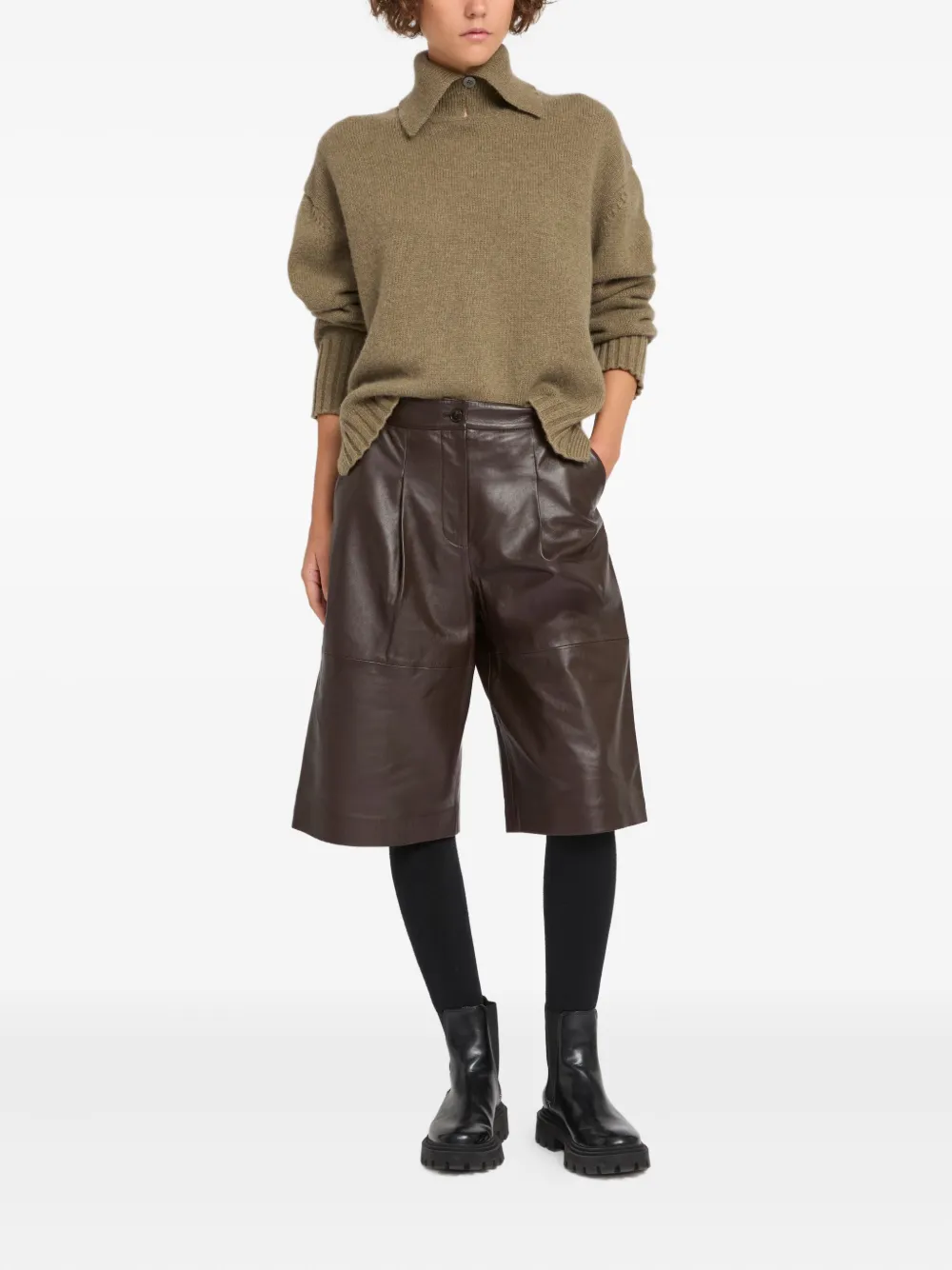 Yves Salomon lamb-leather bermuda shorts | Knee-Length Shorts | Image 2