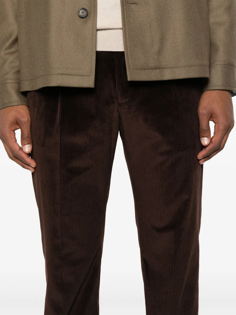 Tagliatore Ribfluwelen broek Bruin