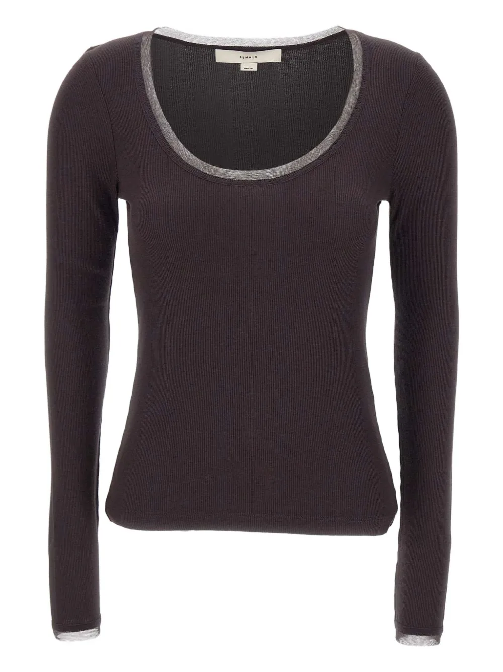 REMAIN T-shirt met mesh afwerking Paars