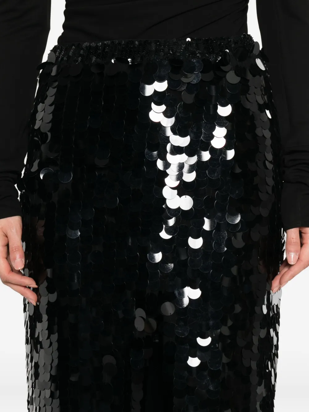P.A.R.O.S.H. sequin-embellished slit skirt Zwart