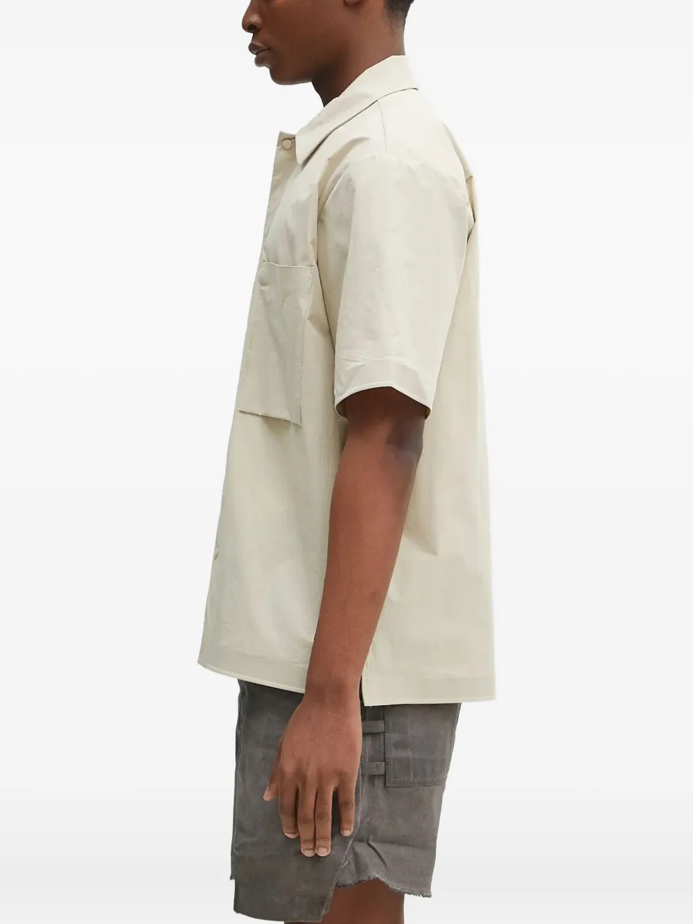 Norse Projects Hermann overhemd met dubbele zak en korte mouwen - Beige