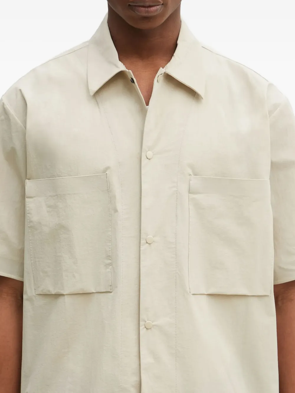 Norse Projects Hermann overhemd met dubbele zak en korte mouwen Beige