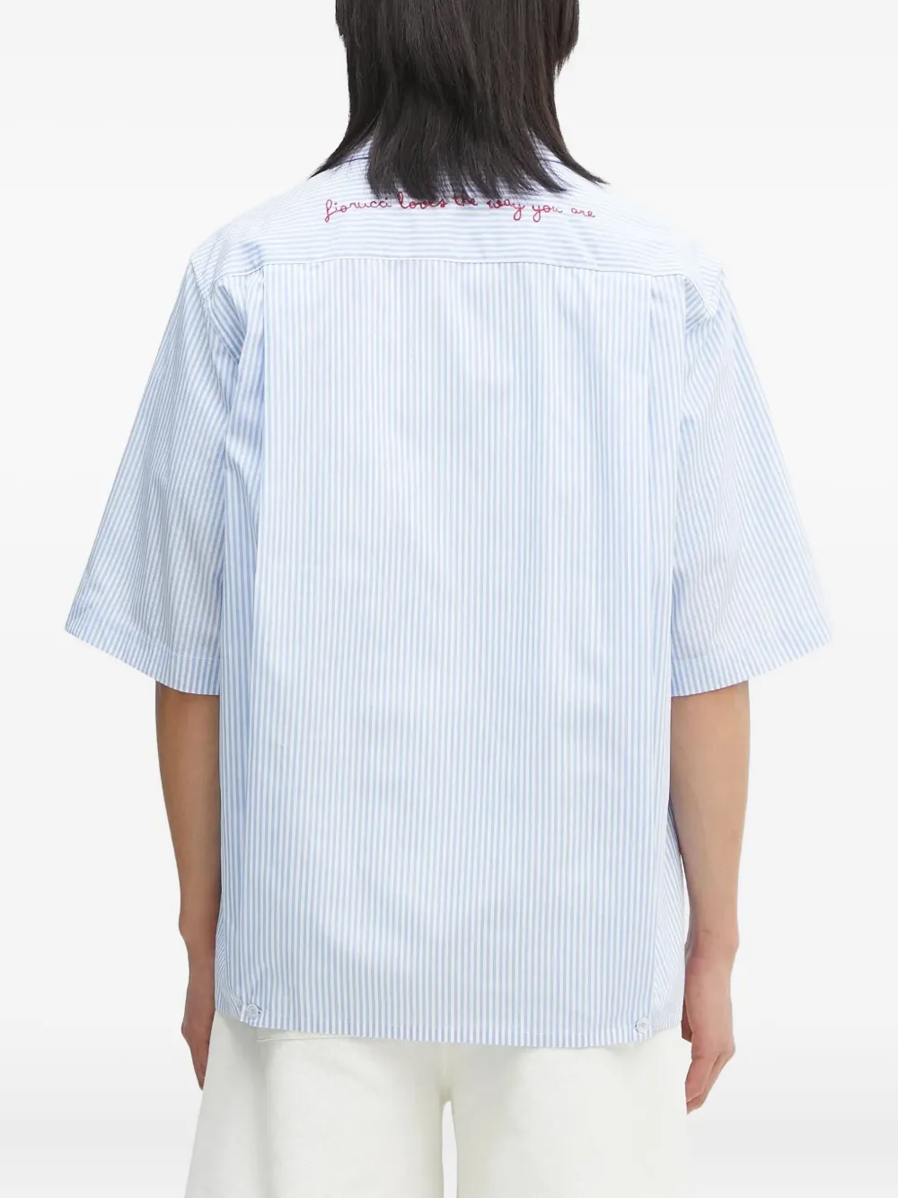 Fiorucci striped embroidered shirt Blauw
