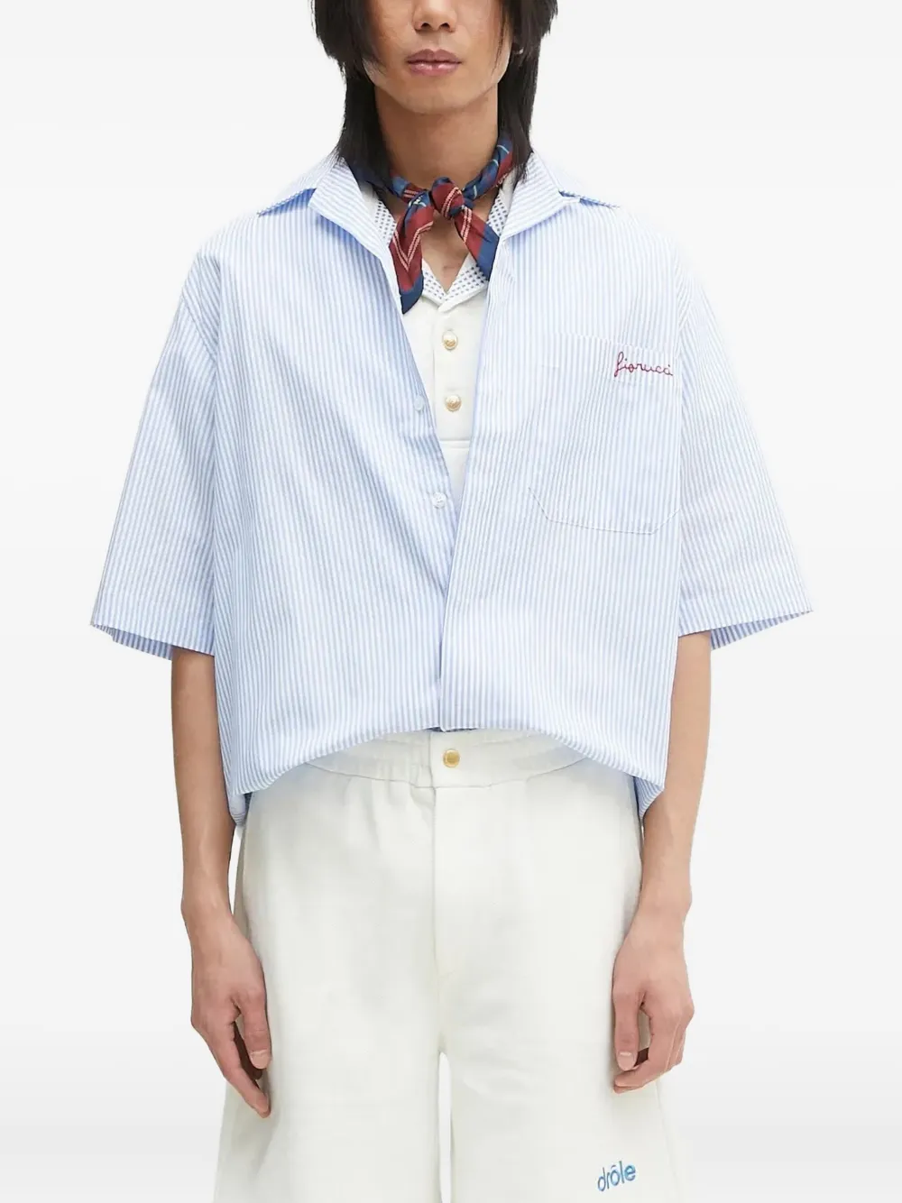 Fiorucci striped embroidered shirt | Blue | Image 1