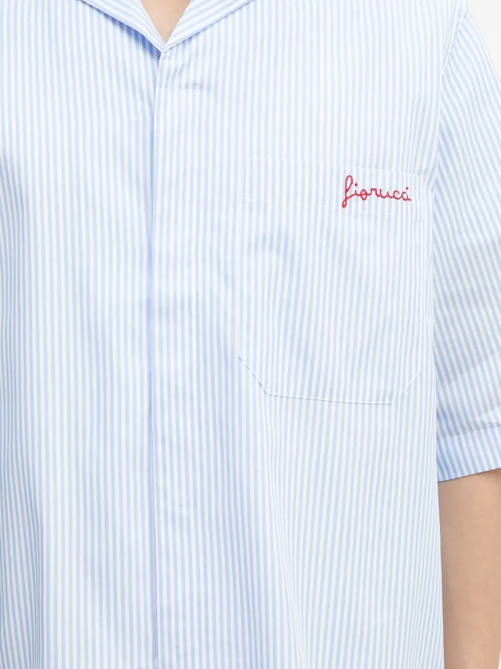 Fiorucci striped embroidered shirt Blauw